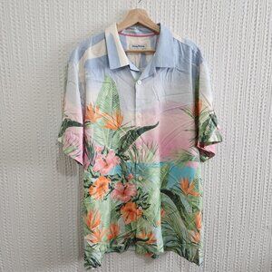 Tommy Bahama Shirt Men's Artist Series Floral Hawaiian Camp Button Up Size XL